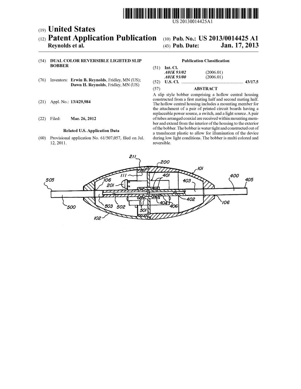 Dual color reversible lighted slip bobber - diagram, schematic, and image 01