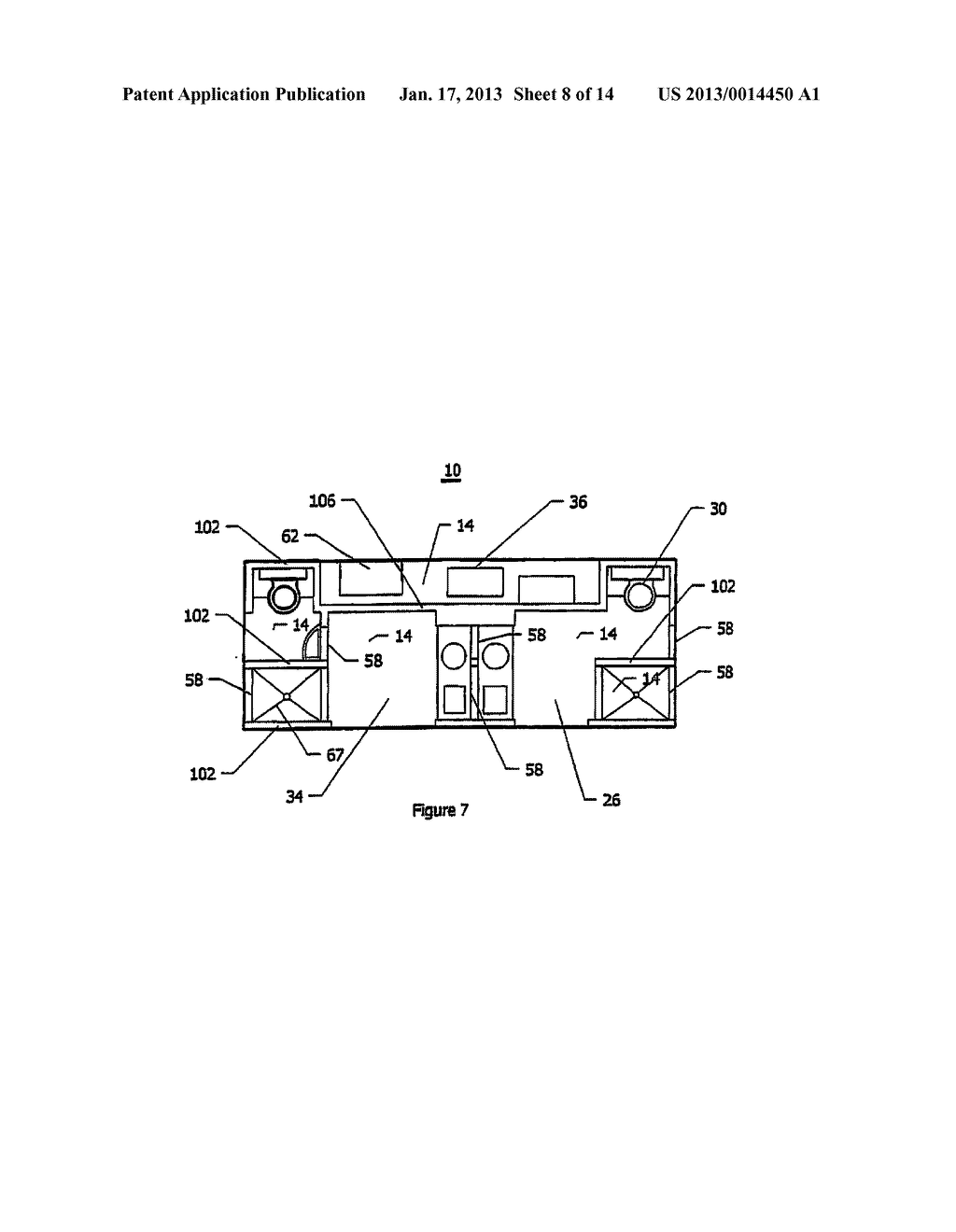 SELF-CONTAINED STRUCTURE CONFIGURABLE AS A SHIPPING CONTAINER AND AS A     DWELLING - diagram, schematic, and image 09