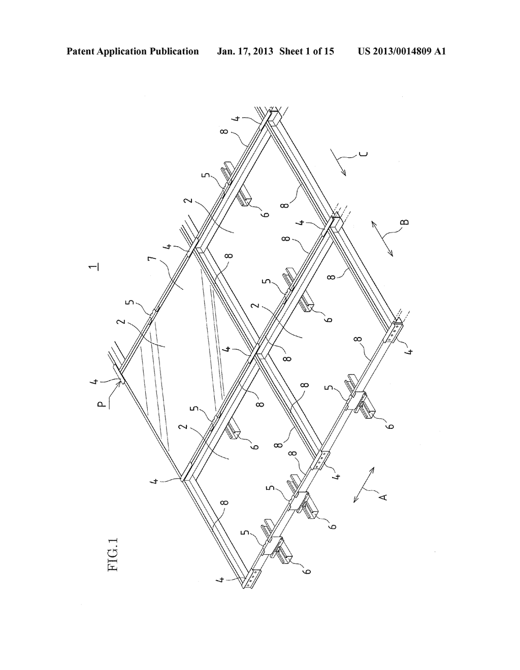 SOLAR CELL MODULE SUPPORT STRUCTURE, METHOD FOR INSTALLING THE SUPPORT     STRUCTURE, AND SOLAR PHOTOVOLTAIC SYSTEM USING THE SUPPORT STRUCTUREAANM Sagayama; KenichiAACI Osaka-shiAACO JPAAGP Sagayama; Kenichi Osaka-shi JPAANM Ohkoshi; YasushiAACI Osaka-shiAACO JPAAGP Ohkoshi; Yasushi Osaka-shi JPAANM Oshikawa; TetsuyaAACI Osaka-shiAACO JPAAGP Oshikawa; Tetsuya Osaka-shi JP - diagram, schematic, and image 02