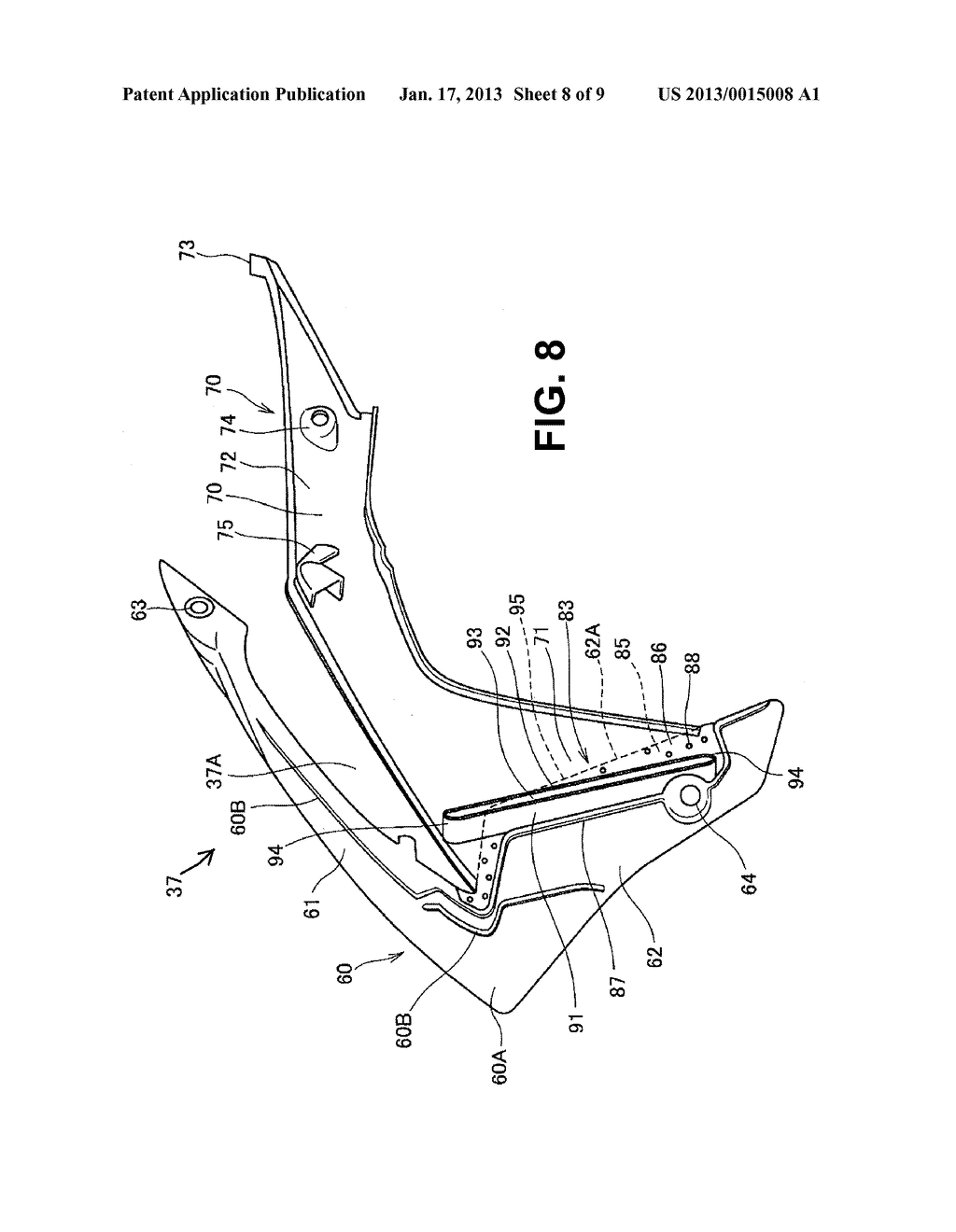 EXTERIOR COVER FOR SADDLE-TYPE VEHICLE, AND VEHICLE INCORPORATING THE SAMEAANM YAMA; ShiroAACI SaitamaAACO JPAAGP YAMA; Shiro Saitama JPAANM Inoue; YusukeAACI SaitamaAACO JPAAGP Inoue; Yusuke Saitama JP - diagram, schematic, and image 09