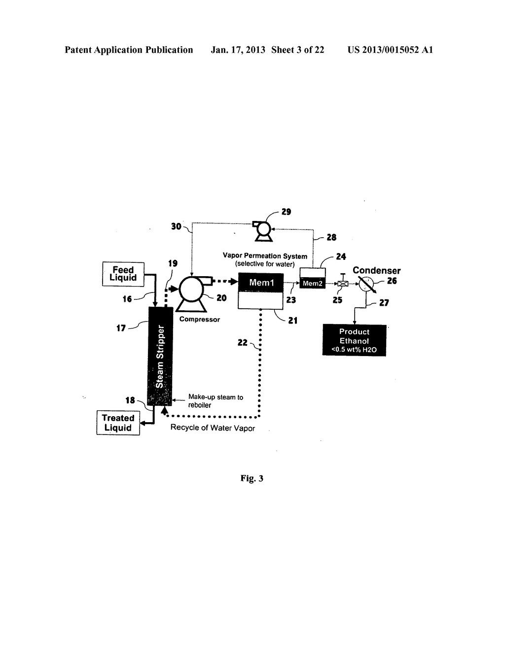 Liquid Separation by membrane assisted vapor stripping process - diagram, schematic, and image 04