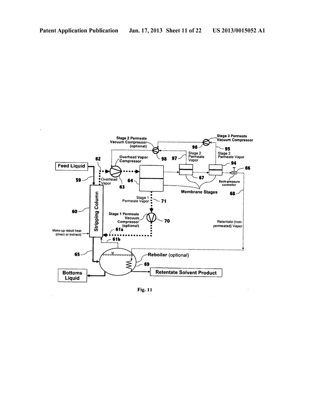 Liquid Separation by membrane assisted vapor stripping process - diagram, schematic, and image 12