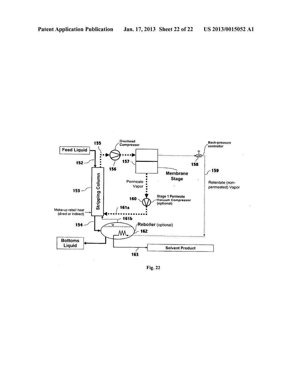 Liquid Separation by membrane assisted vapor stripping process - diagram, schematic, and image 23