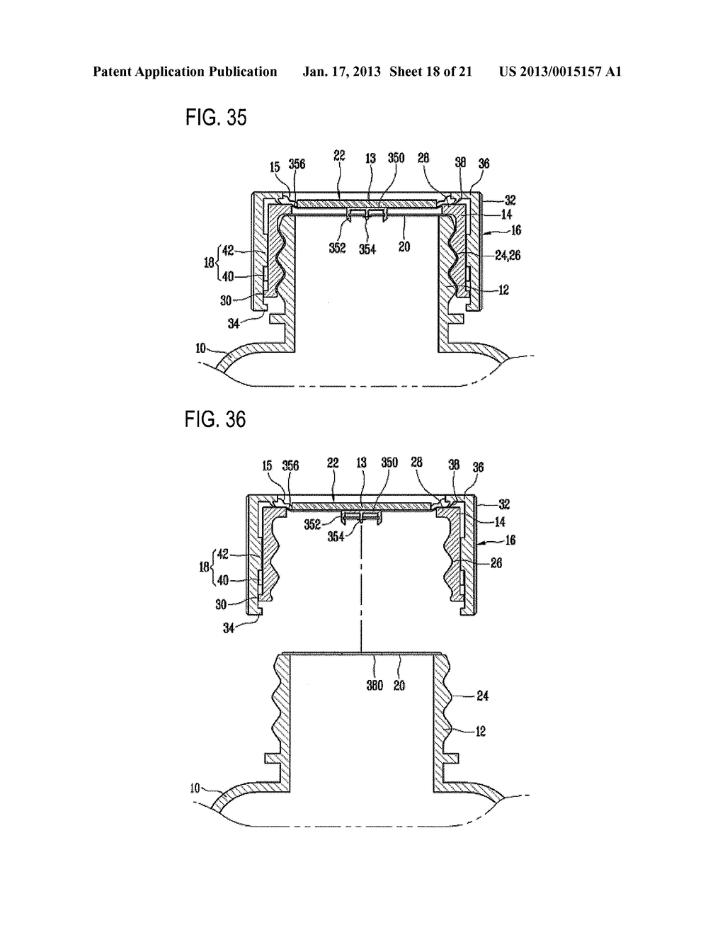 CHILD-RESISTANT CAP HAVING INNER AND OUTER CAPS AND A SEAL REMOVING UNIT - diagram, schematic, and image 19