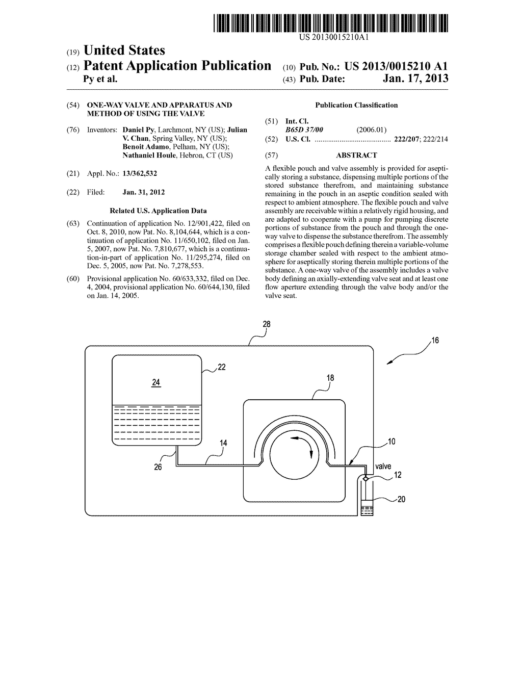 One-Way Valve and Apparatus and Method of Using the Valve - diagram, schematic, and image 01