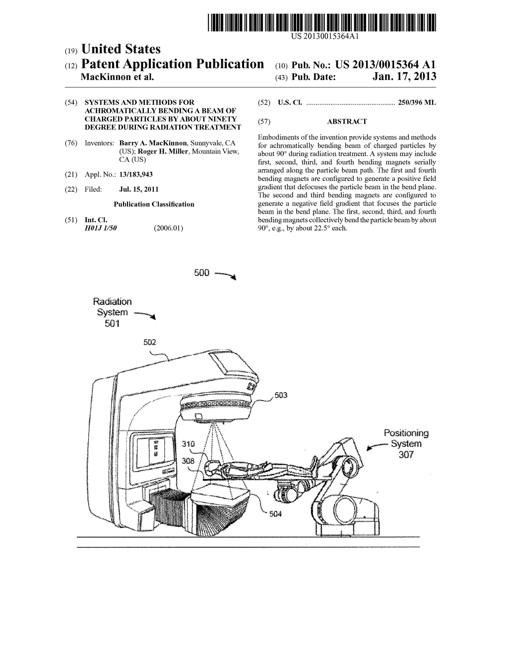 SYSTEMS AND METHODS FOR ACHROMATICALLY BENDING A BEAM OF CHARGED PARTICLES     BY ABOUT NINETY DEGREE DURING RADIATION TREATMENTAANM MacKinnon; Barry A.AACI SunnyvaleAAST CAAACO USAAGP MacKinnon; Barry A. Sunnyvale CA USAANM Miller; Roger H.AACI Mountain ViewAAST CAAACO USAAGP Miller; Roger H. Mountain View CA US - diagram, schematic, and image 01