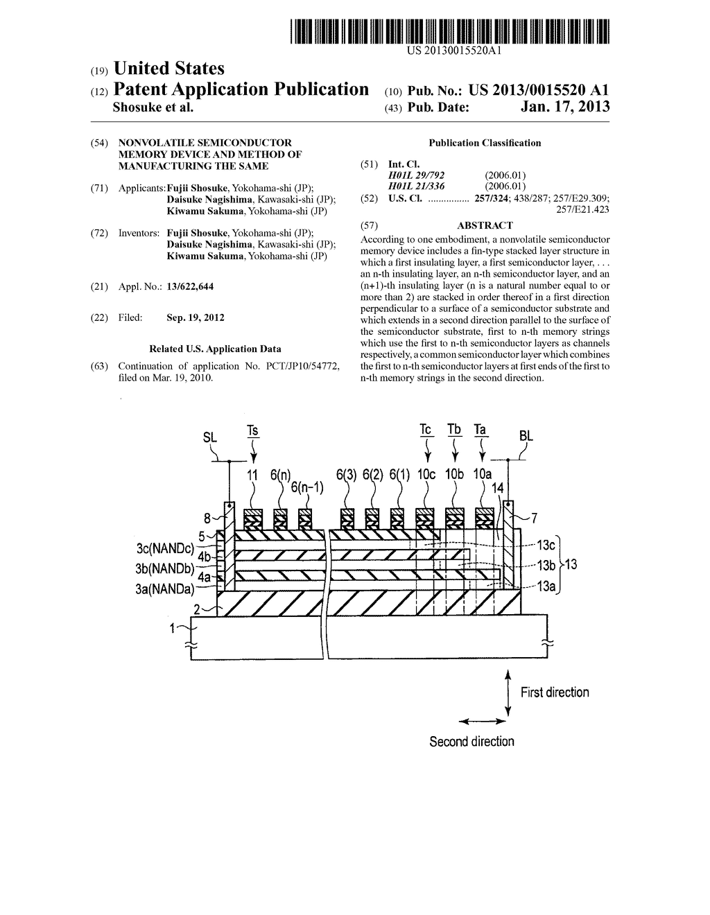 NONVOLATILE SEMICONDUCTOR MEMORY DEVICE AND METHOD OF MANUFACTURING THE     SAME - diagram, schematic, and image 01