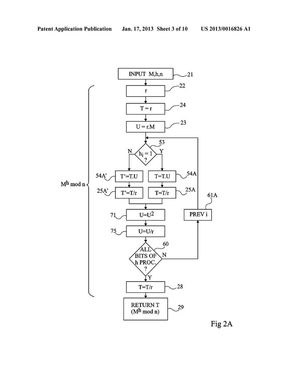 PROTECTION OF A MODULAR EXPONENTIATION CALCULATION BY ADDITION OF A RANDOM     QUANTITYAANM Teglia; YannickAACI BelcodeneAACO FRAAGP Teglia; Yannick Belcodene FR - diagram, schematic, and image 04