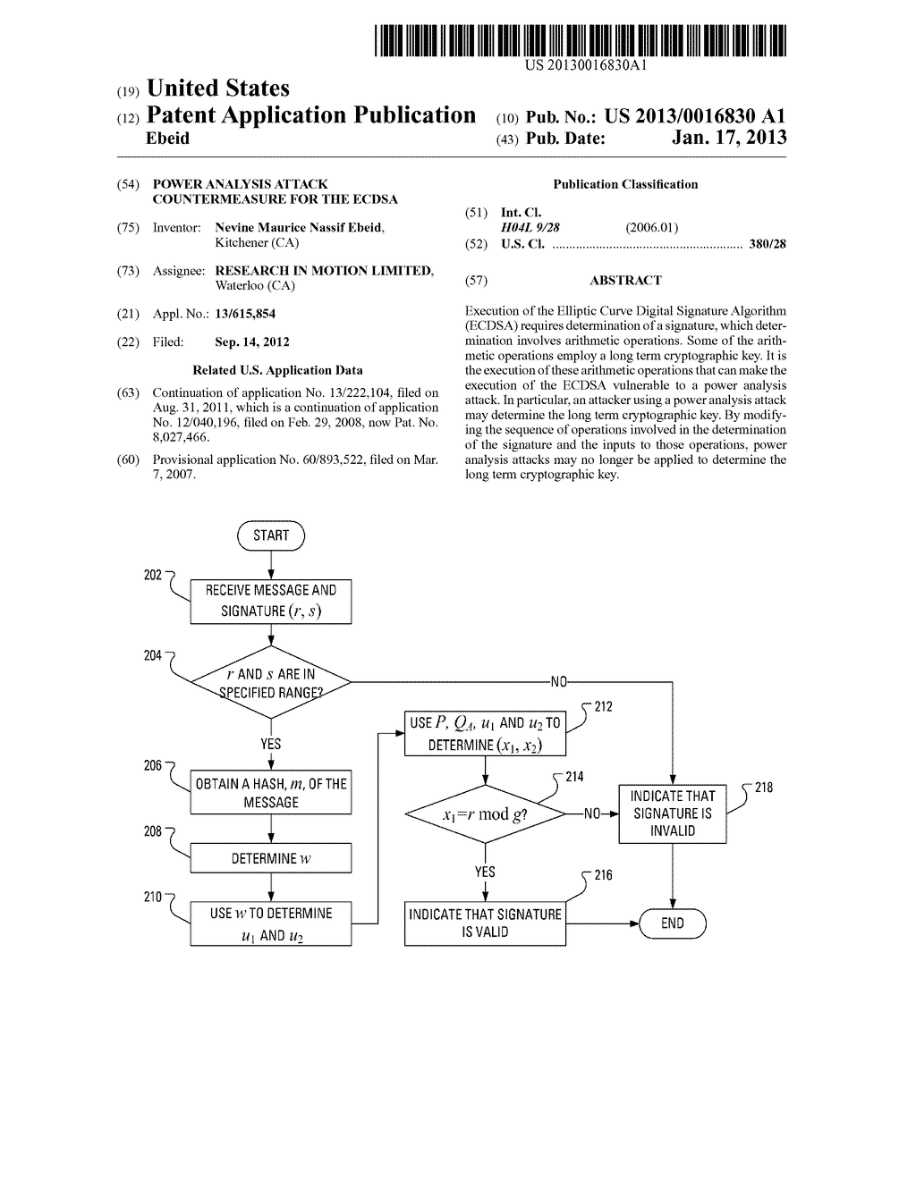 POWER ANALYSIS ATTACK COUNTERMEASURE FOR THE ECDSA - diagram, schematic, and image 01