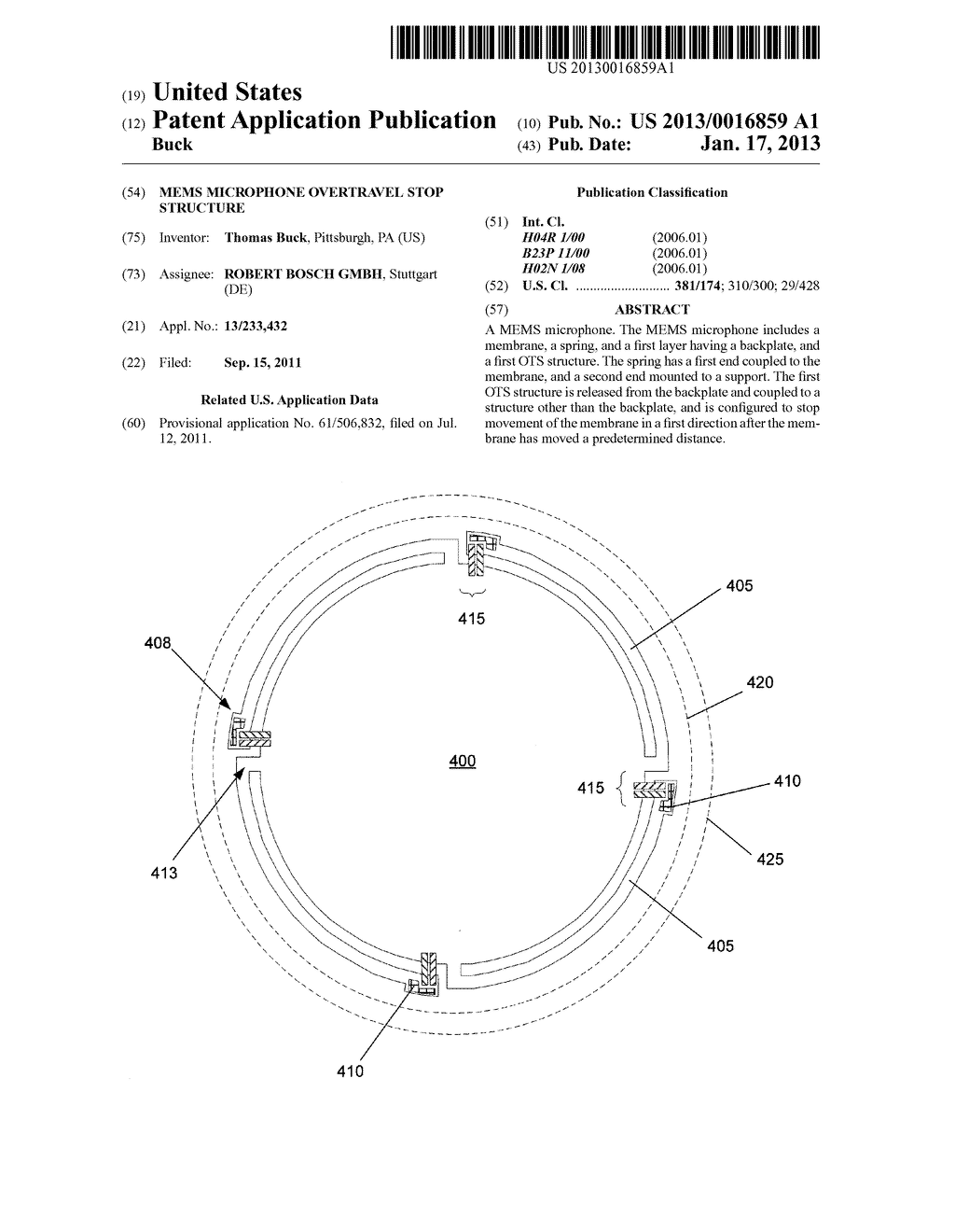 MEMS MICROPHONE OVERTRAVEL STOP STRUCTURE - diagram, schematic, and image 01