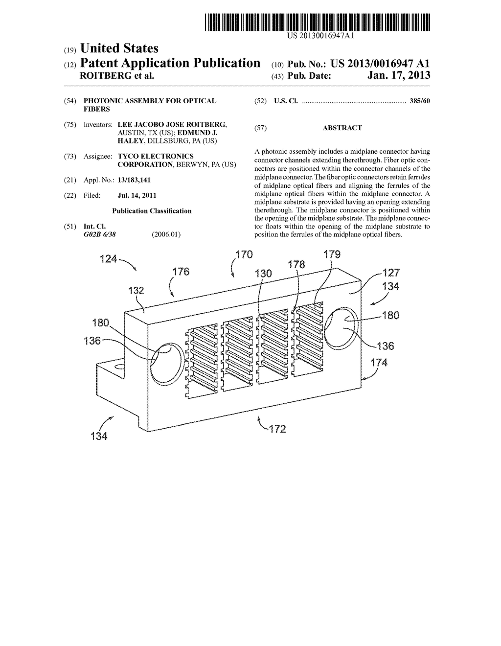 PHOTONIC ASSEMBLY FOR OPTICAL FIBERSAANM ROITBERG; LEE JACOBO JOSEAACI AUSTINAAST TXAACO USAAGP ROITBERG; LEE JACOBO JOSE AUSTIN TX USAANM HALEY; EDMUND J.AACI DILLSBURGAAST PAAACO USAAGP HALEY; EDMUND J. DILLSBURG PA US - diagram, schematic, and image 01