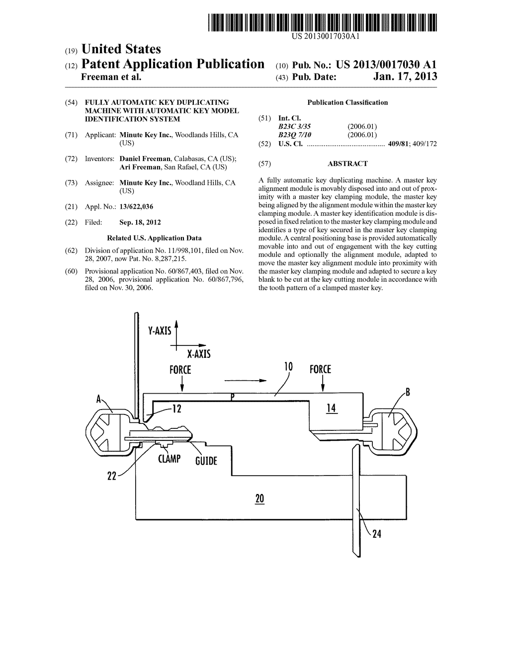 FULLY AUTOMATIC KEY DUPLICATING MACHINE WITH AUTOMATIC KEY MODEL     IDENTIFICATION SYSTEM - diagram, schematic, and image 01