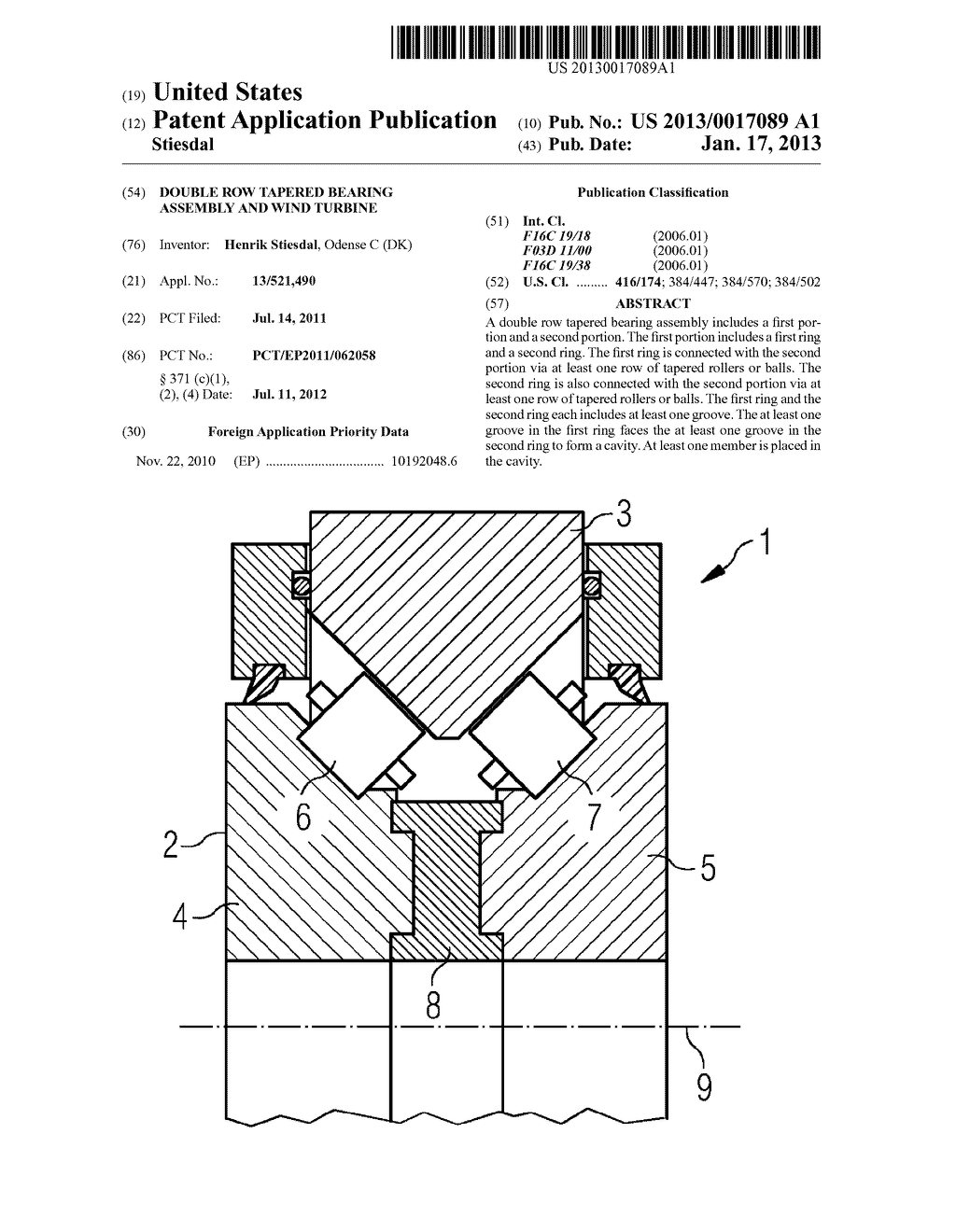 DOUBLE ROW TAPERED BEARING ASSEMBLY AND WIND TURBINEAANM Stiesdal; HenrikAACI Odense CAACO DKAAGP Stiesdal; Henrik Odense C DK - diagram, schematic, and image 01