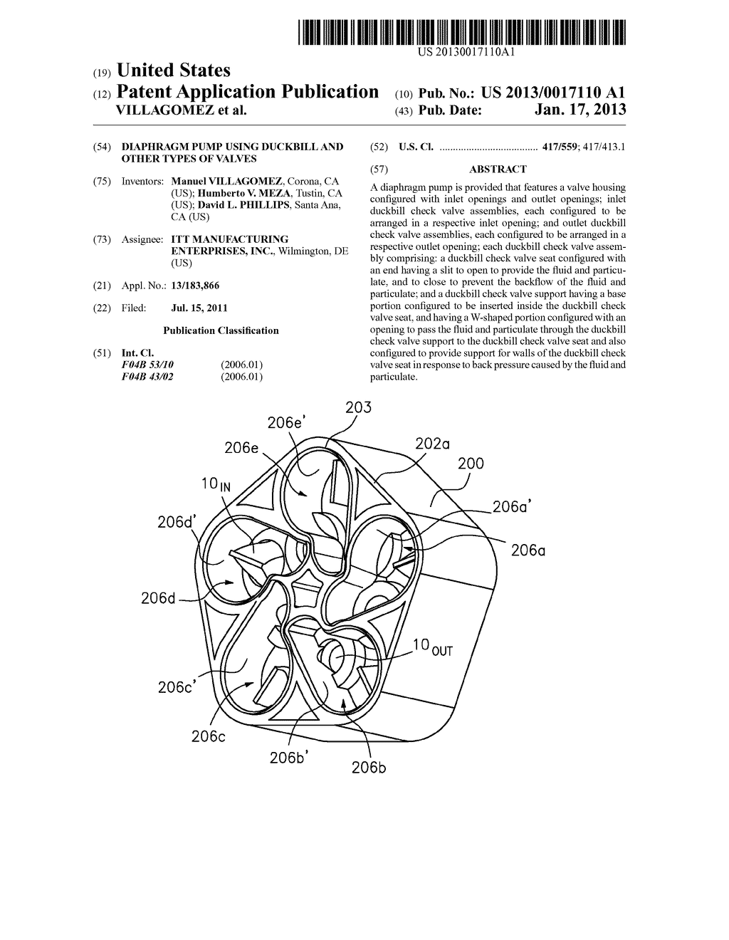 DIAPHRAGM PUMP USING DUCKBILL AND OTHER TYPES OF VALVESAANM VILLAGOMEZ; ManuelAACI CoronaAAST CAAACO USAAGP VILLAGOMEZ; Manuel Corona CA USAANM MEZA; Humberto V.AACI TustinAAST CAAACO USAAGP MEZA; Humberto V. Tustin CA USAANM PHILLIPS; David L.AACI Santa AnaAAST CAAACO USAAGP PHILLIPS; David L. Santa Ana CA US - diagram, schematic, and image 01