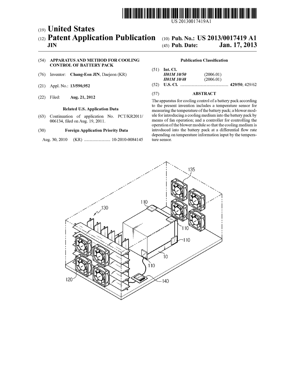 APPARATUS AND METHOD FOR COOLING CONTROL OF BATTERY PACK - diagram, schematic, and image 01