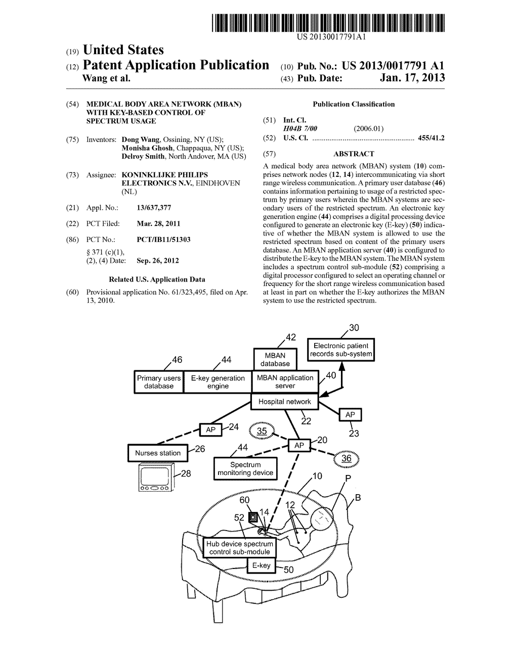 MEDICAL BODY AREA NETWORK (MBAN) WITH KEY-BASED CONTROL OF SPECTRUM USAGE - diagram, schematic, and image 01