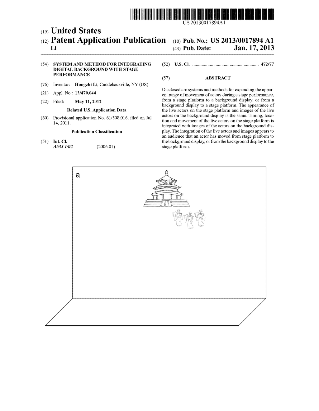 System and Method for Integrating Digital Background with Stage     Performance - diagram, schematic, and image 01