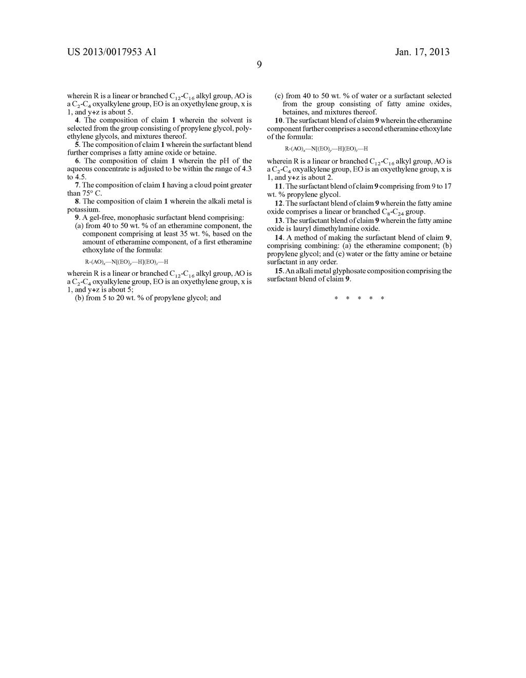 ALKALI METAL GLYPHOSATE COMPOSITIONSAANM Malec; AndrewAACI ChicagoAAST ILAACO USAAGP Malec; Andrew Chicago IL US - diagram, schematic, and image 10