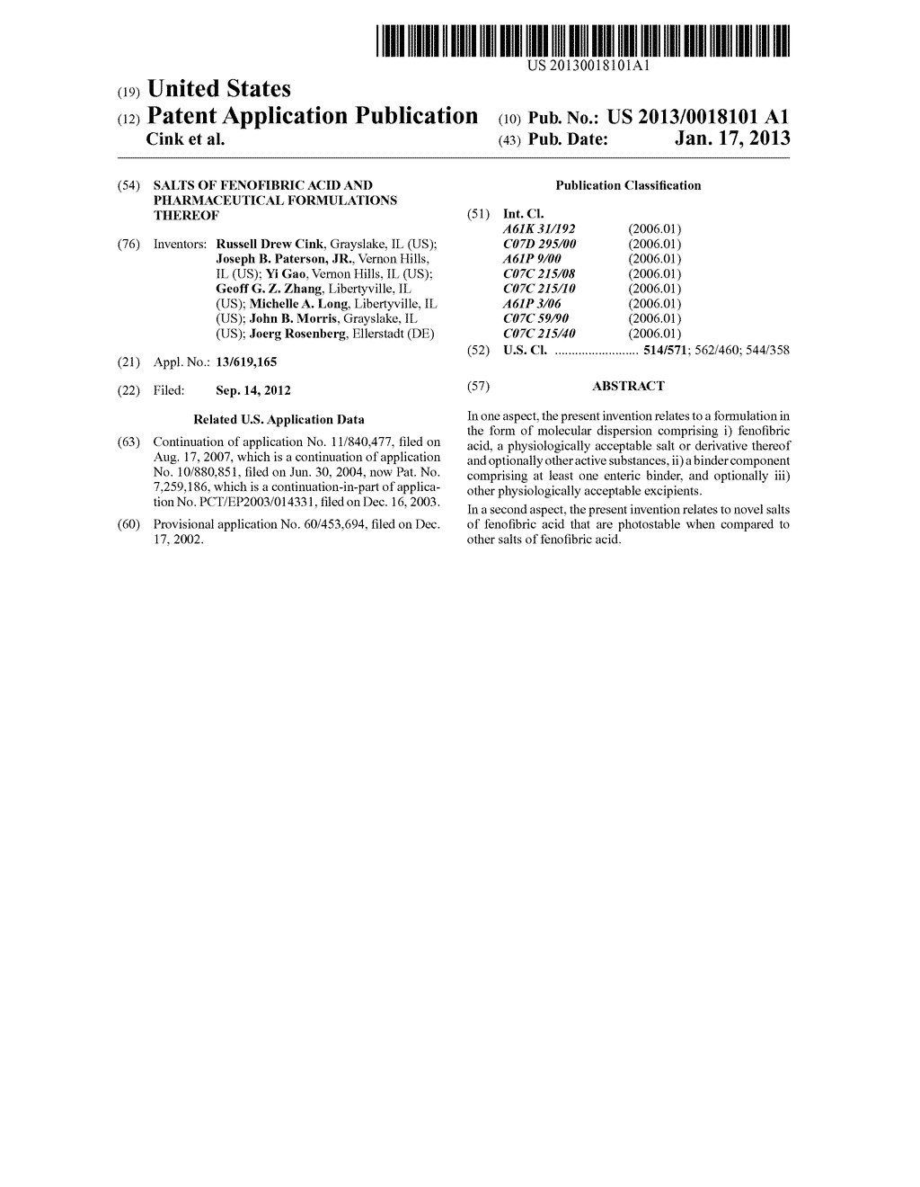 SALTS OF FENOFIBRIC ACID AND PHARMACEUTICAL FORMULATIONS THEREOF - diagram, schematic, and image 01