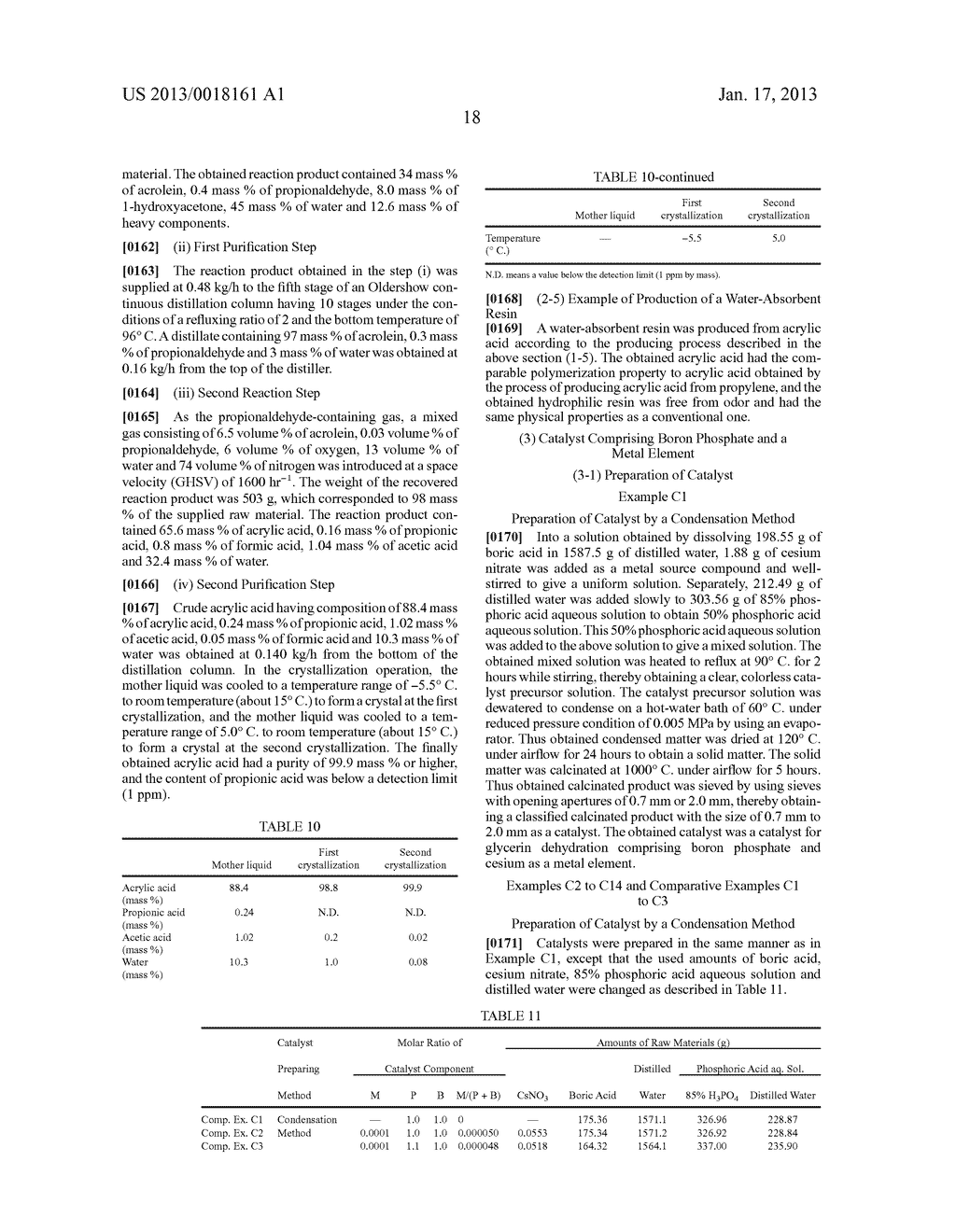 CATALYST FOR GLYCERIN DEHYDRATION, AND PROCESS FOR PRODUCING ACROLEIN,     PROCESS FOR PRODUCING ACRYLIC ACID, AND PROCESS FOR PRODUCING HYDROPHILIC     RESIN EACH USING THE CATALYSTAANM Ezawa; TakayukiAACI Tsukuba-shiAACO JPAAGP Ezawa; Takayuki Tsukuba-shi JPAANM Okada; MasakiAACI Tsukuba-shiAACO JPAAGP Okada; Masaki Tsukuba-shi JPAANM Arita; YoshitakaAACI Tsukuba-shiAACO JPAAGP Arita; Yoshitaka Tsukuba-shi JP - diagram, schematic, and image 20