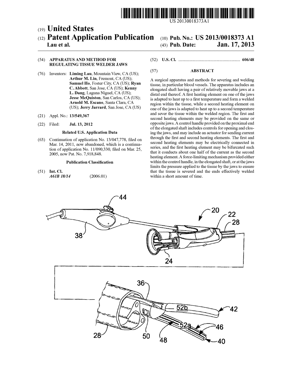 APPARATUS AND METHOD FOR REGULATING TISSUE WELDER JAWS - diagram, schematic, and image 01