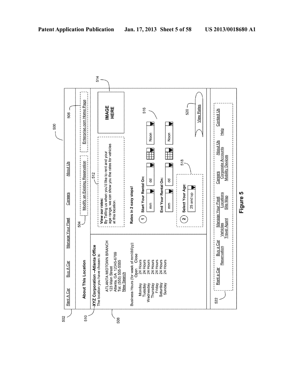 Method and System for Providing and Administering Online Rental Vehicle     Reservation Booking Services - diagram, schematic, and image 06