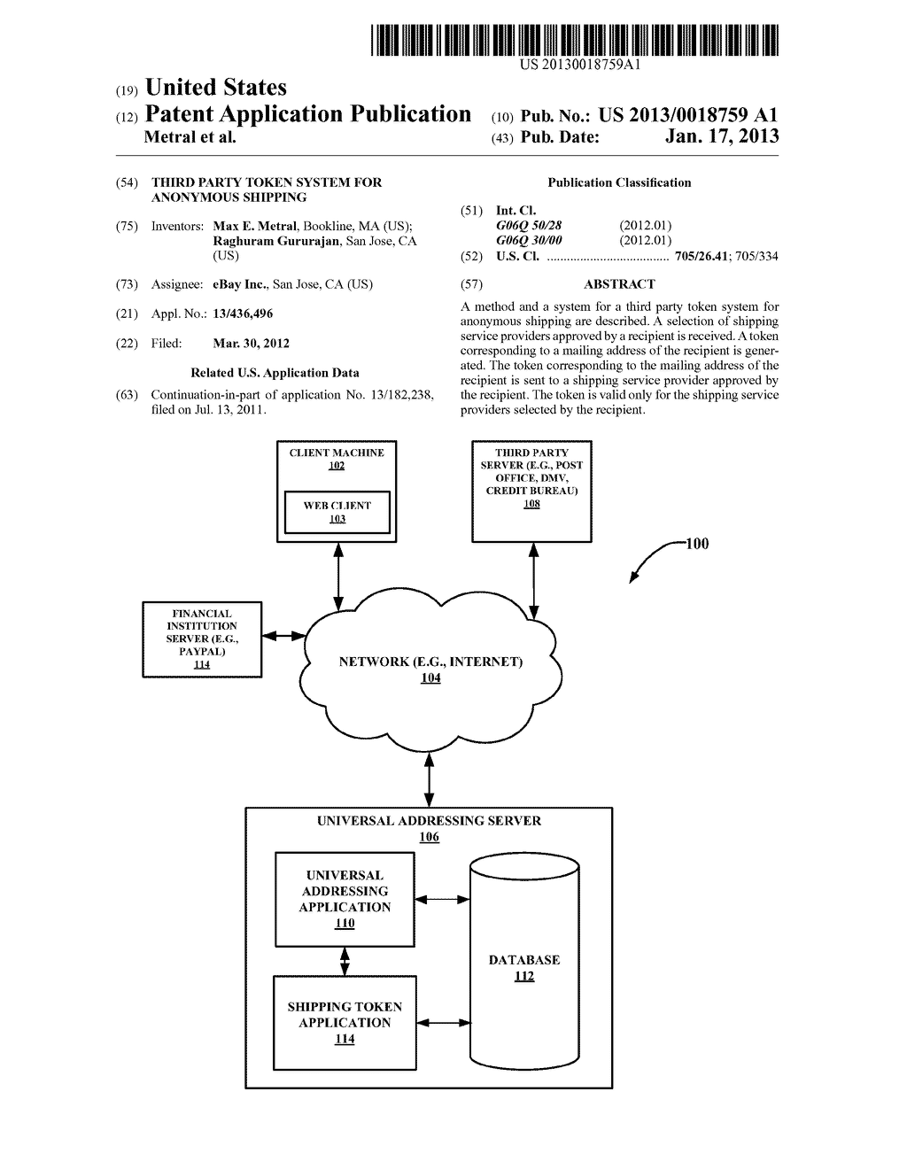 THIRD PARTY TOKEN SYSTEM FOR ANONYMOUS SHIPPING - diagram, schematic, and image 01