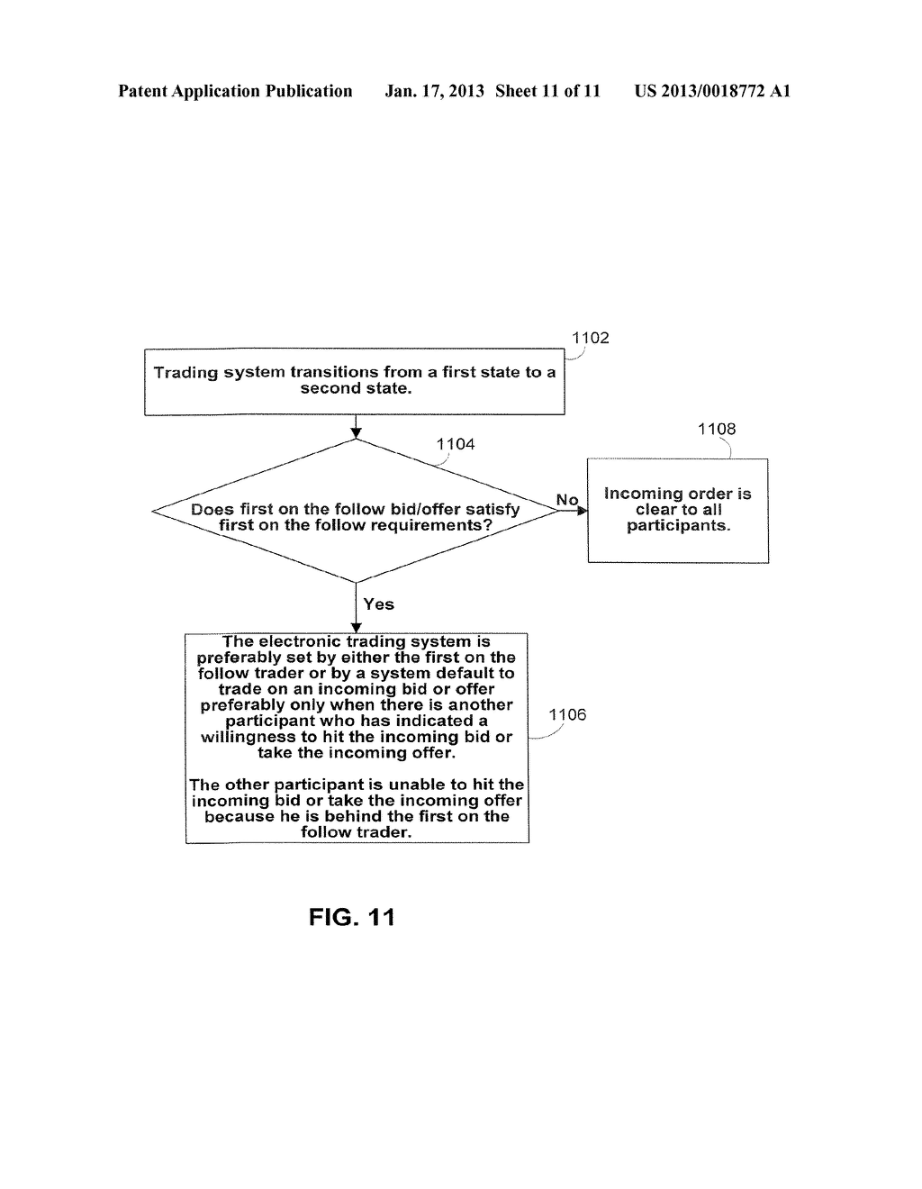 SYSTEMS AND METHODS FOR ESTABLISHING FIRST ON THE FOLLOW TRADING PRIORITY     IN ELECTRONIC TRADING SYSTEMS - diagram, schematic, and image 12