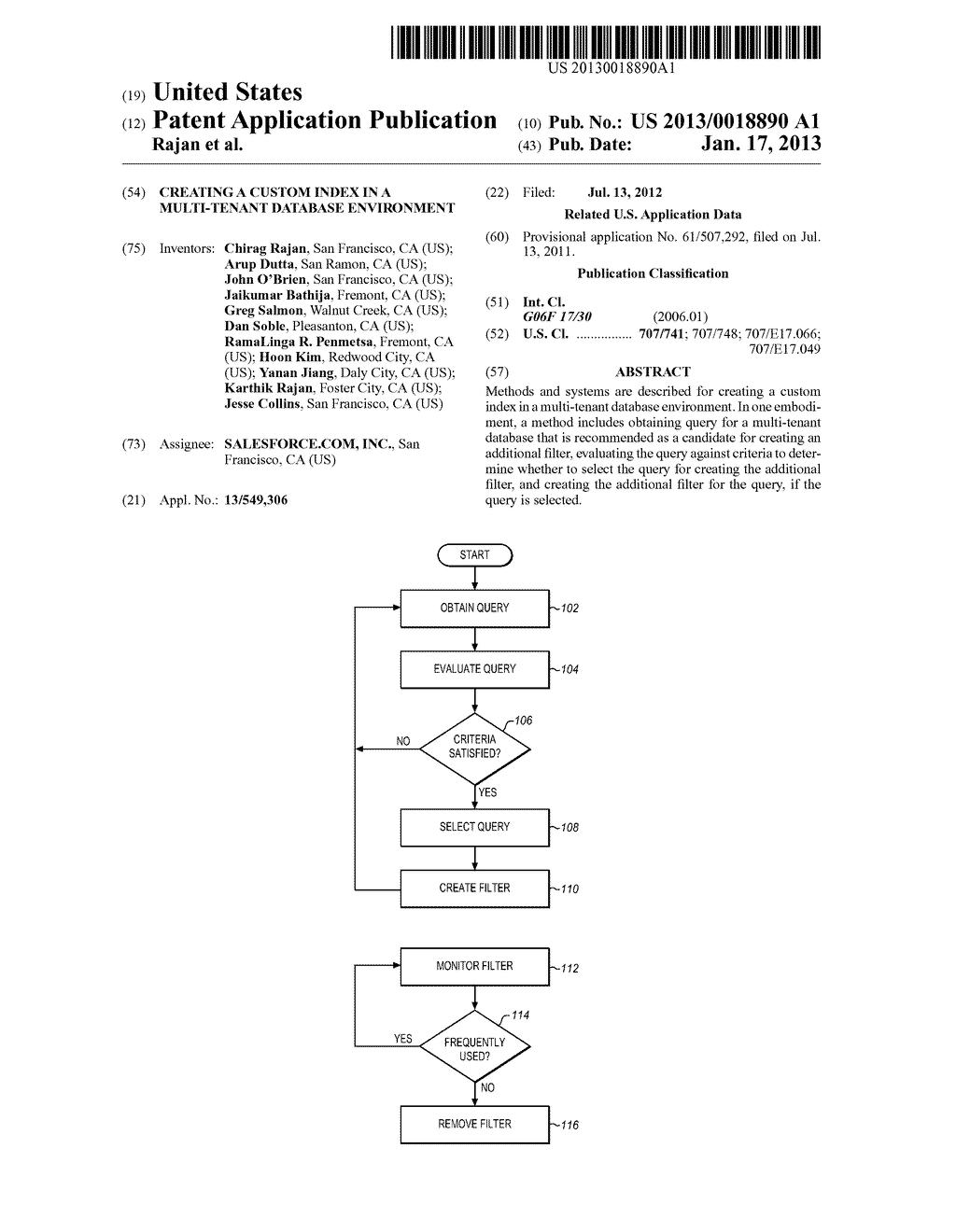 CREATING A CUSTOM INDEX IN A MULTI-TENANT DATABASE ENVIRONMENT - diagram, schematic, and image 01