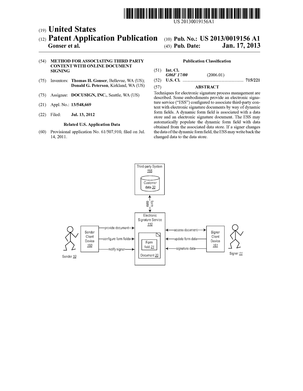 Method for Associating Third Party Content with Online Document Signing - diagram, schematic, and image 01