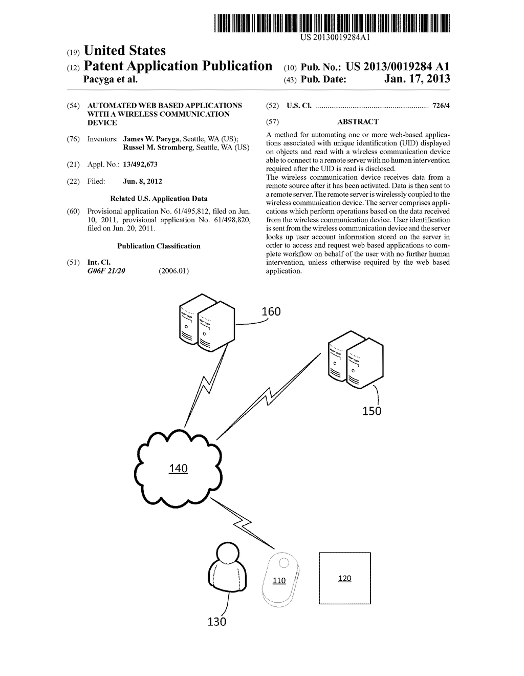 AUTOMATED WEB BASED APPLICATIONS WITH A WIRELESS COMMUNICATION DEVICE - diagram, schematic, and image 01