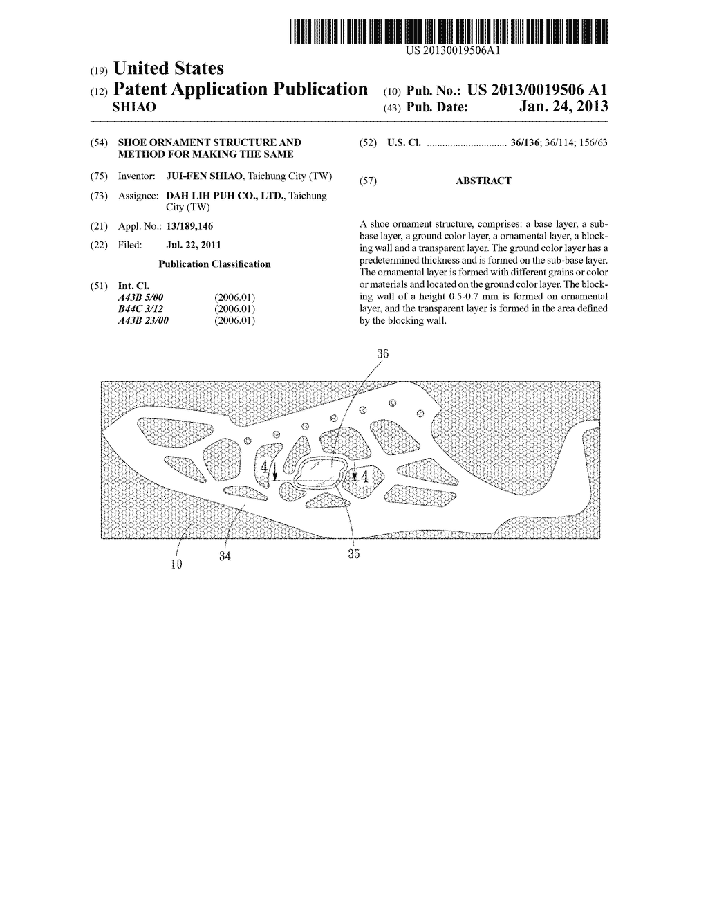 SHOE ORNAMENT STRUCTURE AND METHOD FOR MAKING THE SAME - diagram, schematic, and image 01