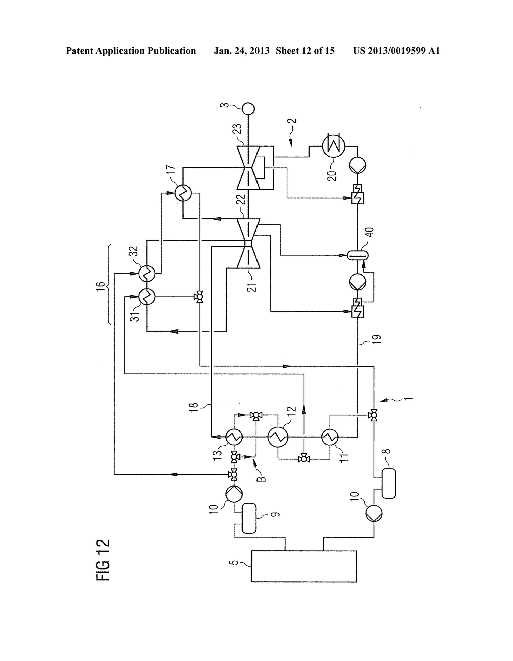 SOLAR THERMAL POWER PLANT USING INDIRECT EVAPORATION AND METHOD FOR     OPERATING SUCH A SOLAR THERMAL POWER PLANT - diagram, schematic, and image 13