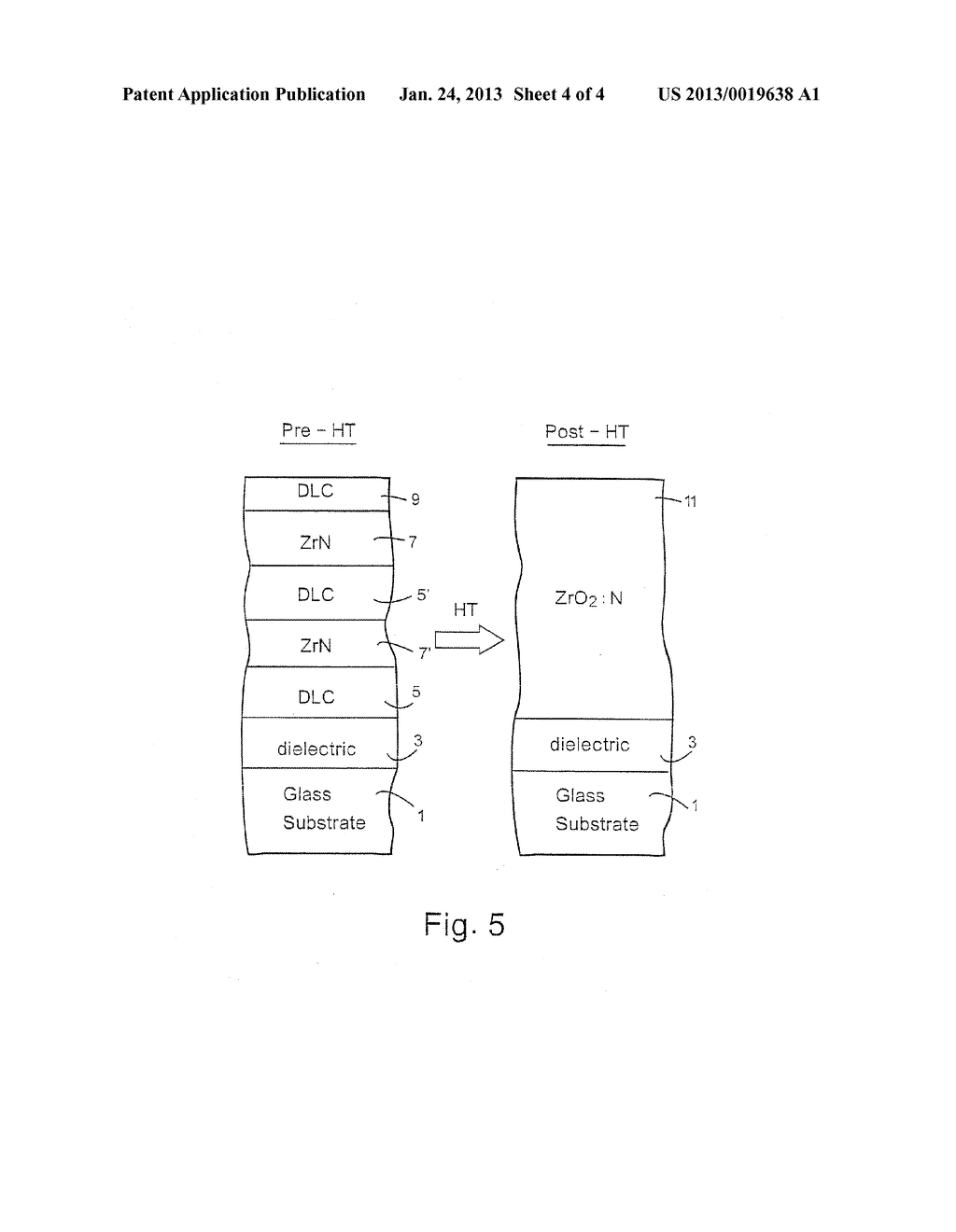 HEAT TREATABLE COATED ARTICLE WITH DIAMOND-LIKE CARBON (DLC) AND/OR     ZIRCONIUM IN COATING - diagram, schematic, and image 05