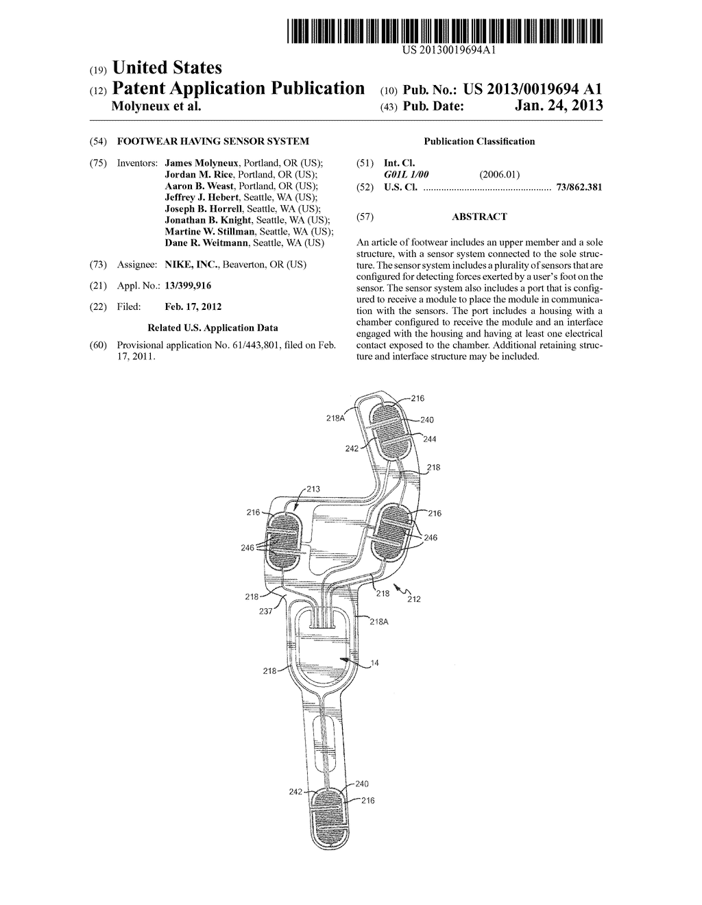 Footwear Having Sensor System - diagram, schematic, and image 01