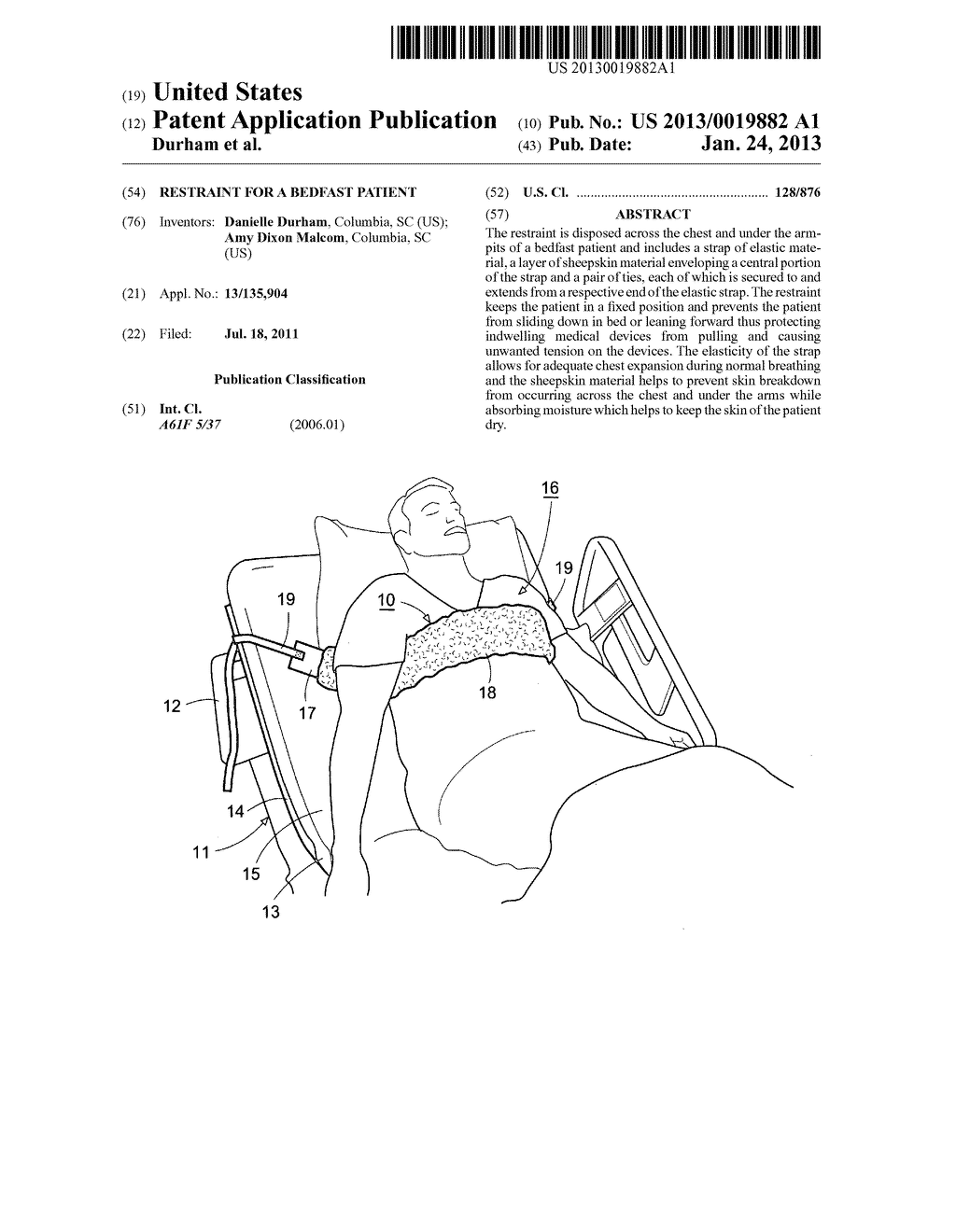 Restraint for a bedfast patient - diagram, schematic, and image 01