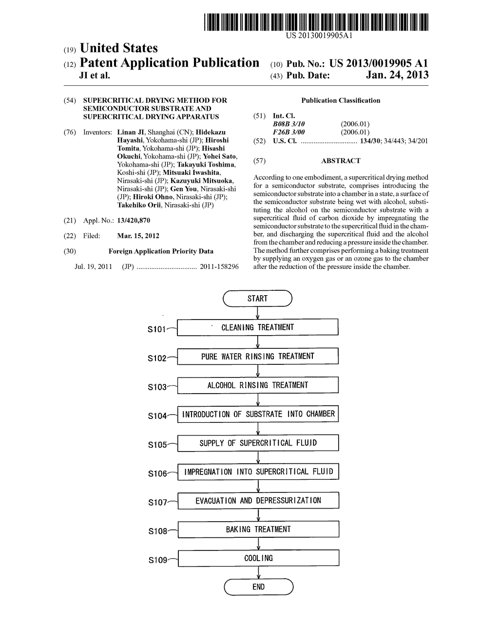 SUPERCRITICAL DRYING METHOD FOR SEMICONDUCTOR SUBSTRATE AND SUPERCRITICAL     DRYING APPARATUS - diagram, schematic, and image 01