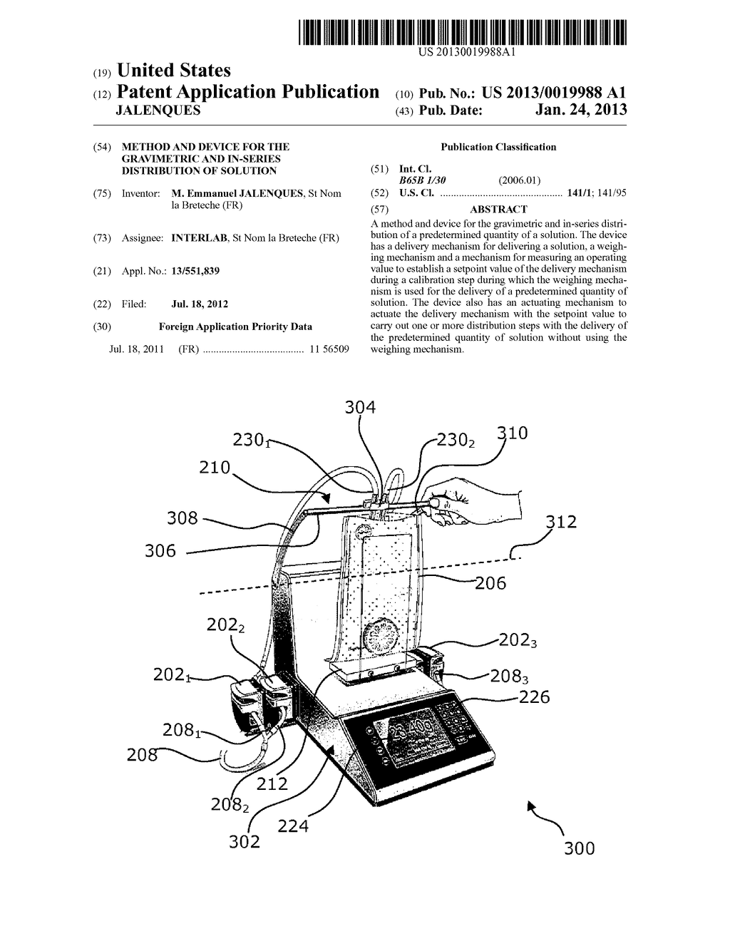 Method and device for the gravimetric and in-series distribution of     solution - diagram, schematic, and image 01