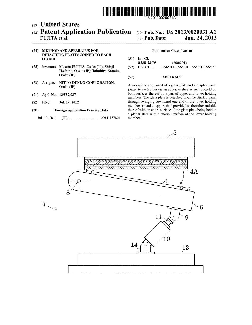 METHOD AND APPARATUS FOR DETACHING PLATES JOINED TO EACH OTHER - diagram, schematic, and image 01