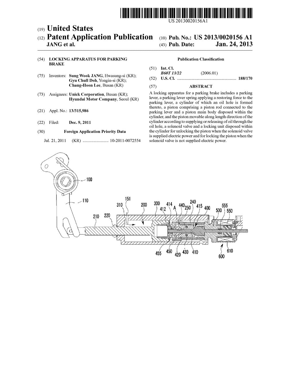 LOCKING APPARATUS FOR PARKING BRAKE - diagram, schematic, and image 01