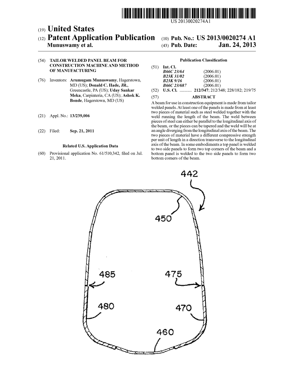 TAILOR WELDED PANEL BEAM FOR CONSTRUCTION MACHINE AND METHOD OF     MANUFACTURING - diagram, schematic, and image 01