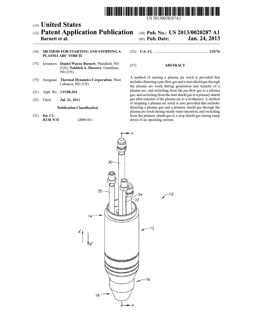 METHOD FOR STARTING AND STOPPING A PLASMA ARC TORCH - diagram, schematic, and image 01