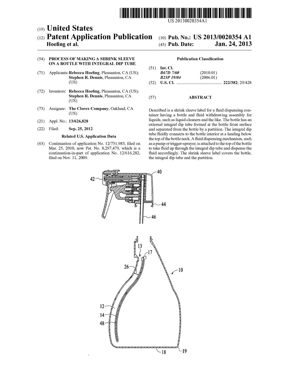 PROCESS OF MAKING A SHRINK SLEEVE ON A BOTTLE WITH INTEGRAL DIP TUBE - diagram, schematic, and image 01