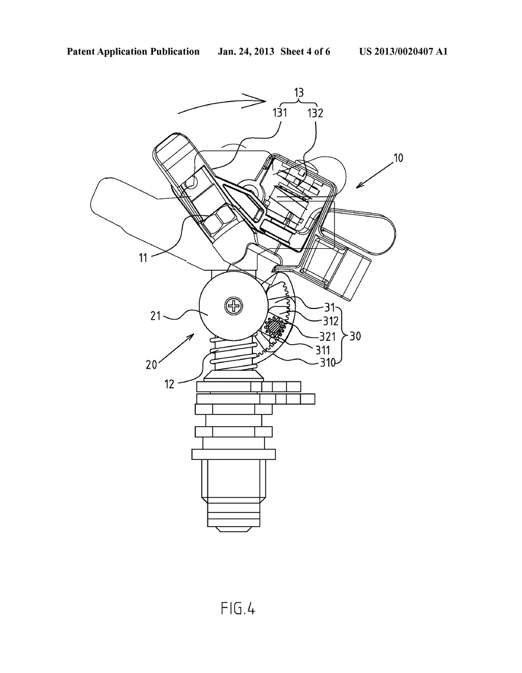 PERCUSSIVE SPRINKLER WITH ACCURATE OUTFLOW ANGLE ADJUSTMENT FUNCTIONS - diagram, schematic, and image 05