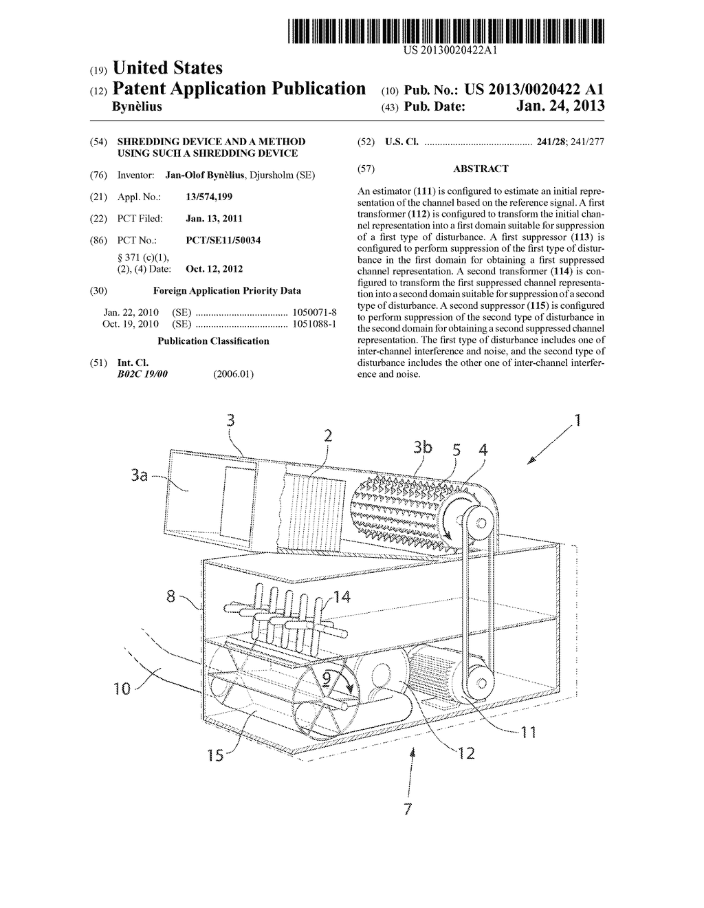 SHREDDING DEVICE AND A METHOD USING SUCH A SHREDDING DEVICE - diagram, schematic, and image 01