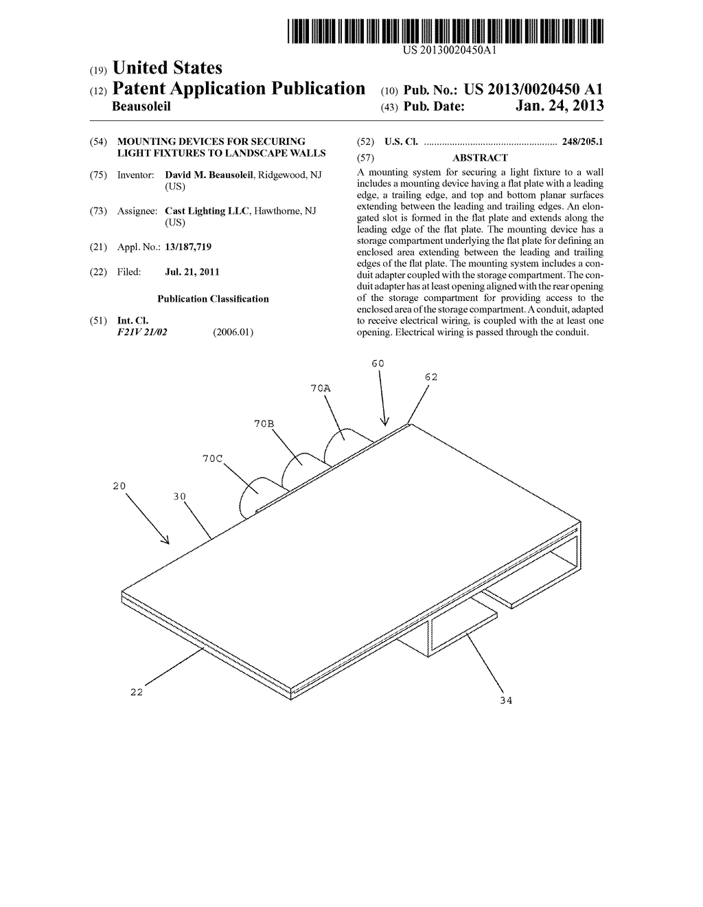 MOUNTING DEVICES FOR SECURING LIGHT FIXTURES TO LANDSCAPE WALLS - diagram, schematic, and image 01