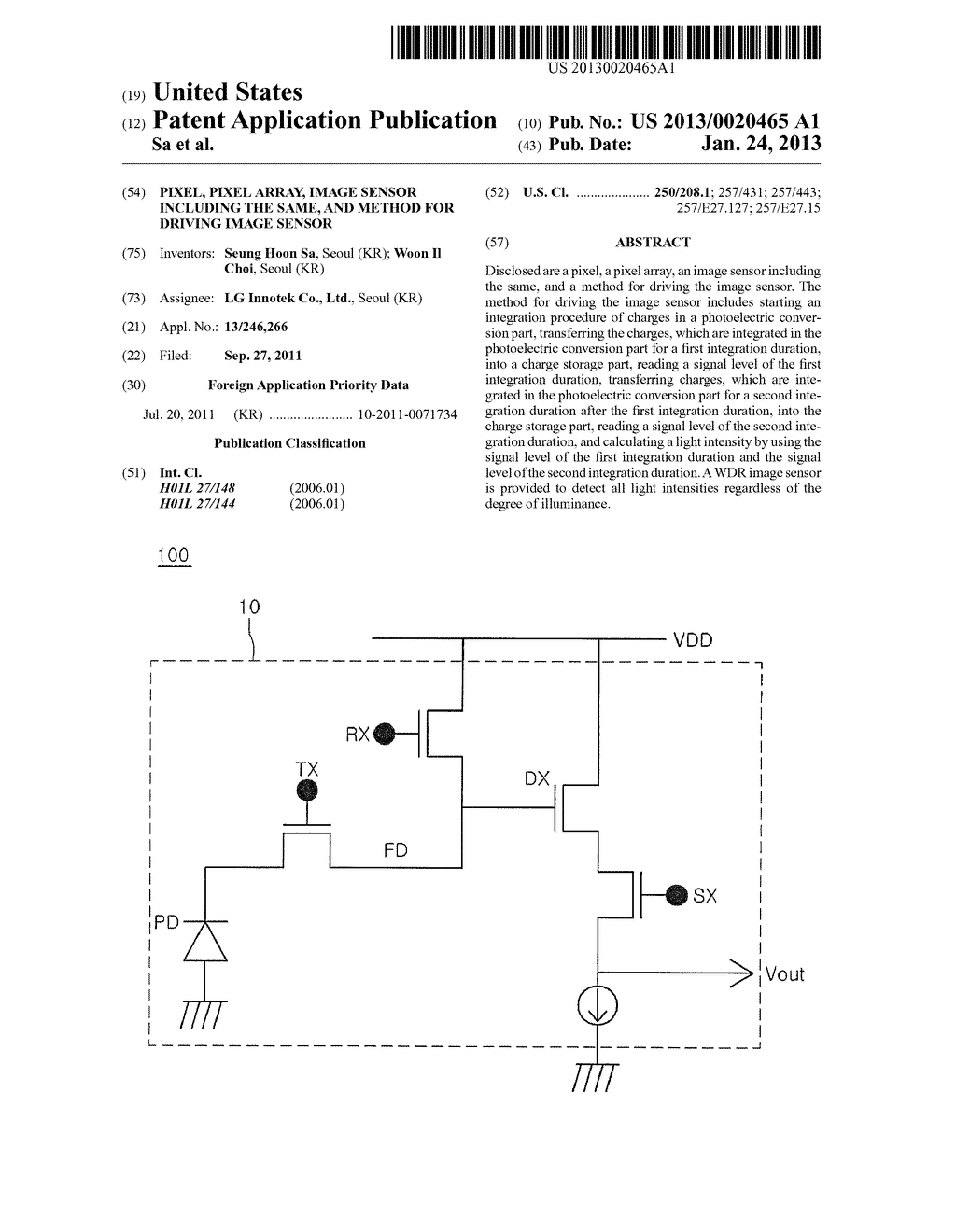 PIXEL, PIXEL ARRAY, IMAGE SENSOR INCLUDING THE SAME, AND METHOD FOR     DRIVING IMAGE SENSOR - diagram, schematic, and image 01