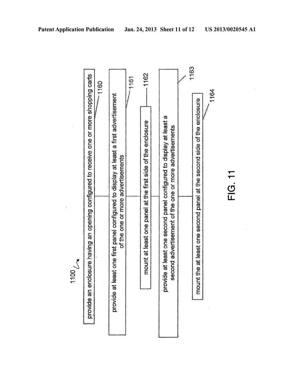 SHOPPING CART CORRAL FOR DISPLAYING ONE OR MORE ADVERTISEMENTS AND METHOD     OF PROVIDING SAME - diagram, schematic, and image 12