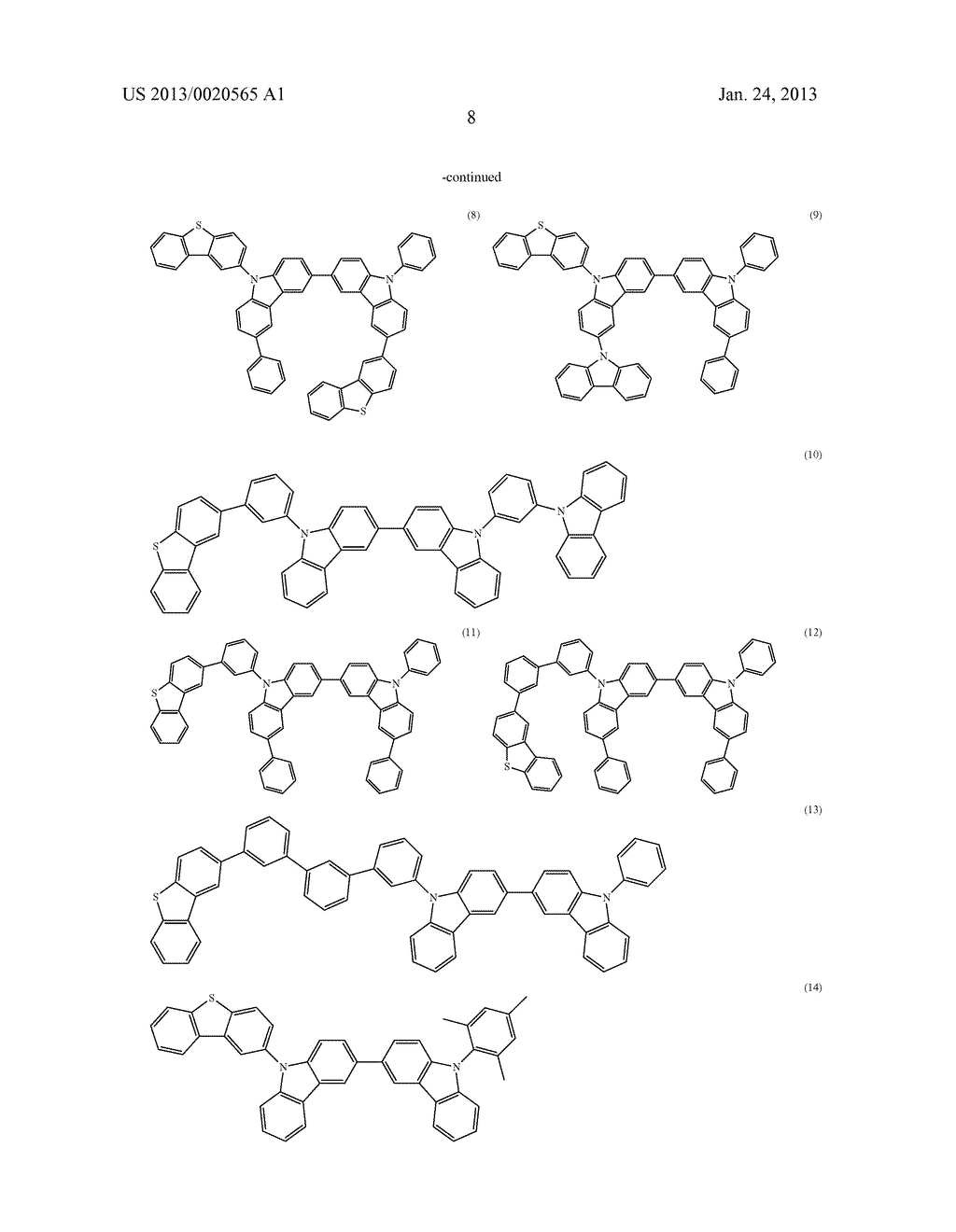 MATERIAL FOR ORGANIC ELECTROLUMINESCENT ELEMENT, AND ORGANIC     ELECTROLUMINESCENT ELEMENT USING SAME - diagram, schematic, and image 09