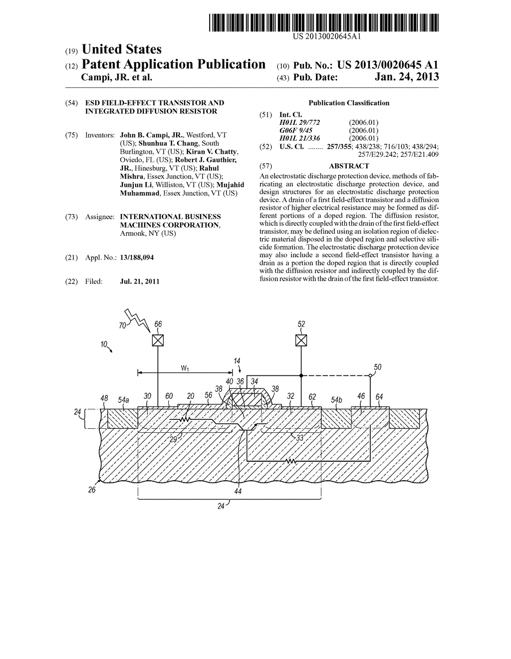 ESD FIELD-EFFECT TRANSISTOR AND INTEGRATED DIFFUSION RESISTOR - diagram, schematic, and image 01